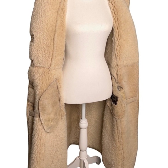 Vintage 70s The Shearling Market NYC Long Coat Double Breasted size small - Picture 10 of 12
